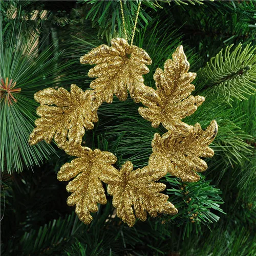 1pc golden color Горячая 12 см пять цветов цветок кольцо Рождественская елка украшения для рождественской елки подвесные украшения 28 г/шт - Цвет: 1pc golden color