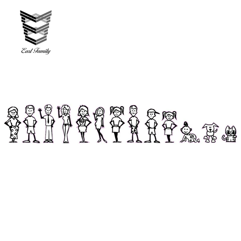 

EARLFAMILY 15cm X 2.5cm Build A Stick Family Complete with Pets Decal Funny Car Styling Vinyl Decals Bumper Window Car Stickers