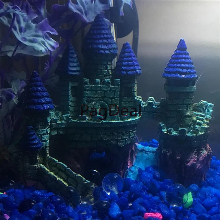 Декор для аквариума замок аквариум орнамент Искусственный Betta Cave Fish Hideout Cave House виллы Голубое украшение