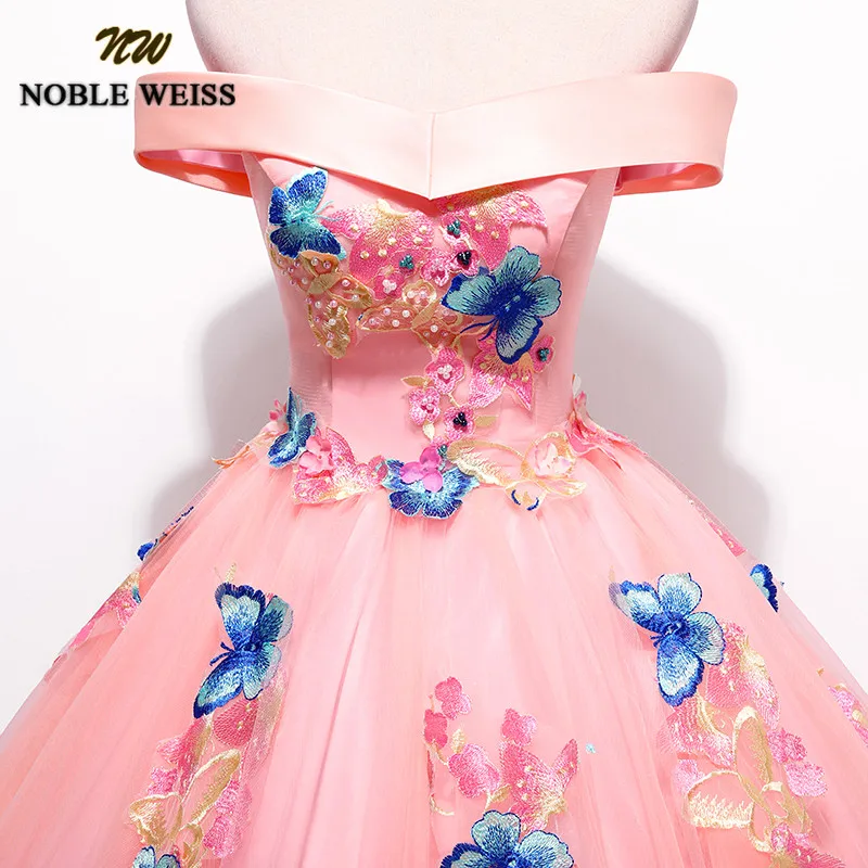 NOBLE WEISS Pink Off The Shoulder Quinceanera Dresses 2019 With Cute Butterfly Vestidos de 15 anos Sexy Ball Gown Sweet 16 Dress | Свадьбы и