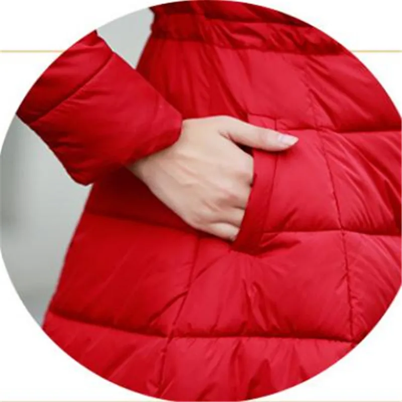 Ботинки из органической кожи новые зимние Для женщин Jackets2018Fashion куртка А-силуэта хлопковая куртка Для женщин с пояса Кнопка зимние пальто со стоячим воротником ParkasCQ2508