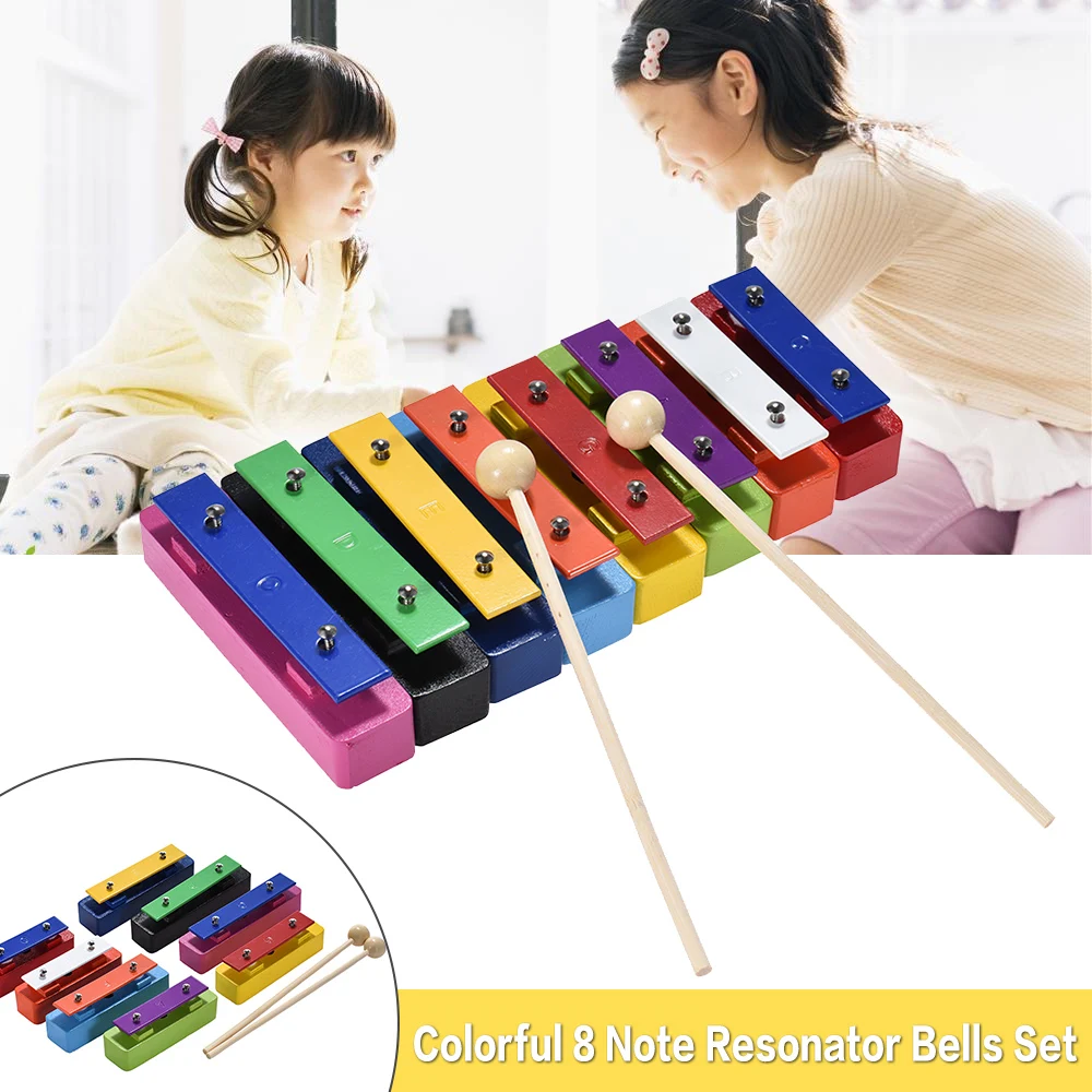 Красочный 8 Note glockenмся резонатор Набор колокольчиков ударный музыкальный