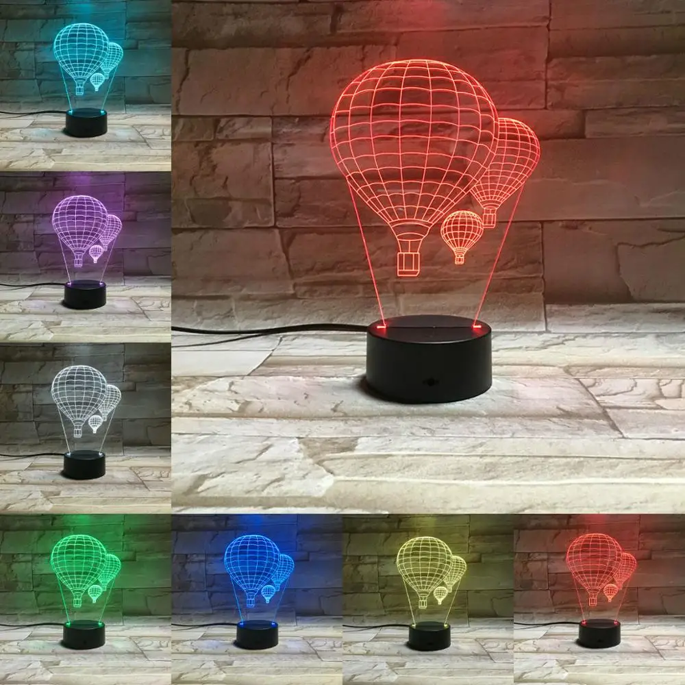 

Hot Balloon 3D Lamp Night Light LED Bulb Multi-color Flash Fade Holiday Props Christmas Xmas Gifts For Children Girl Home Deocr