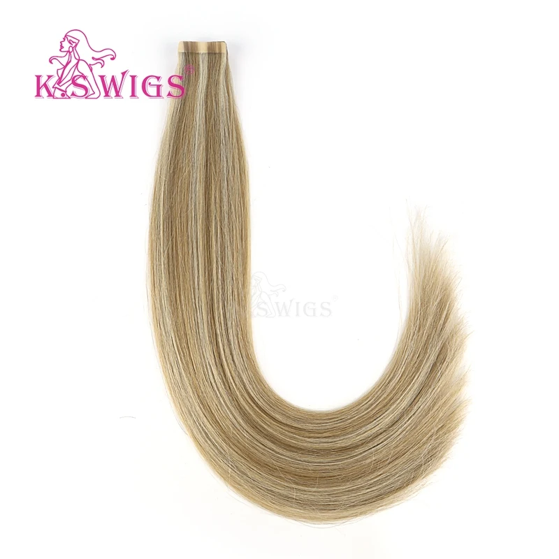 K.S парики прямые ленты в Remy волосы для наращивания двойная нарисованная кожа утка