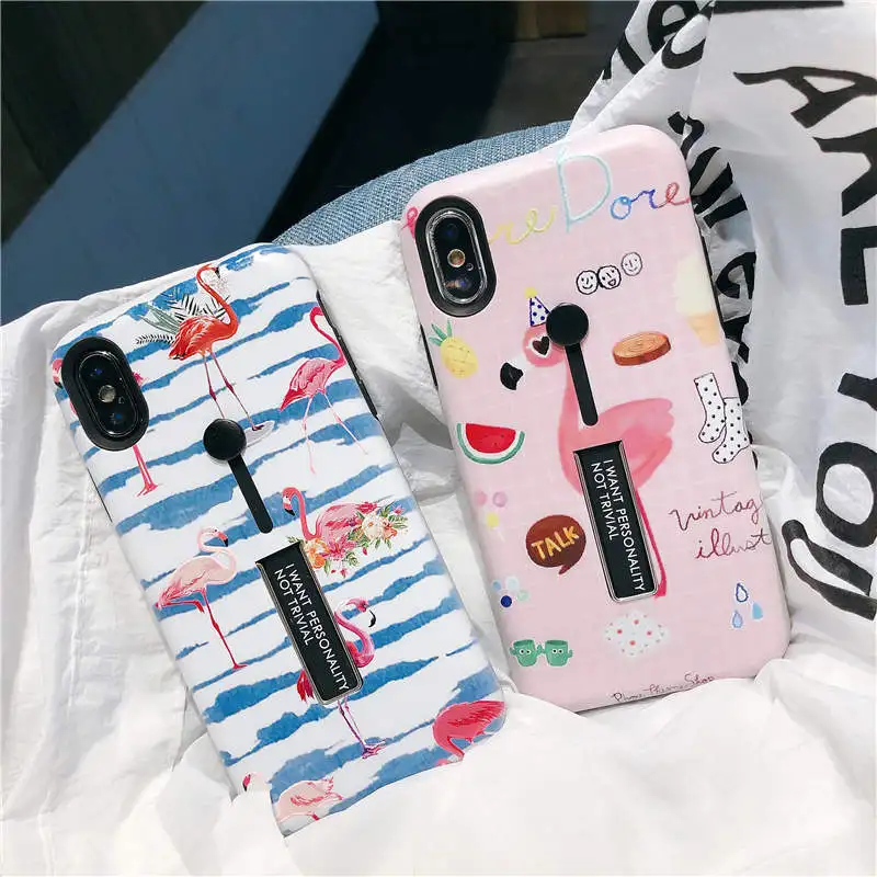 Чехол для телефона с милым мультяшным фламинго и кольцом iPhone 11 Pro XS Max XR X 6 6S 7 8 Plus |