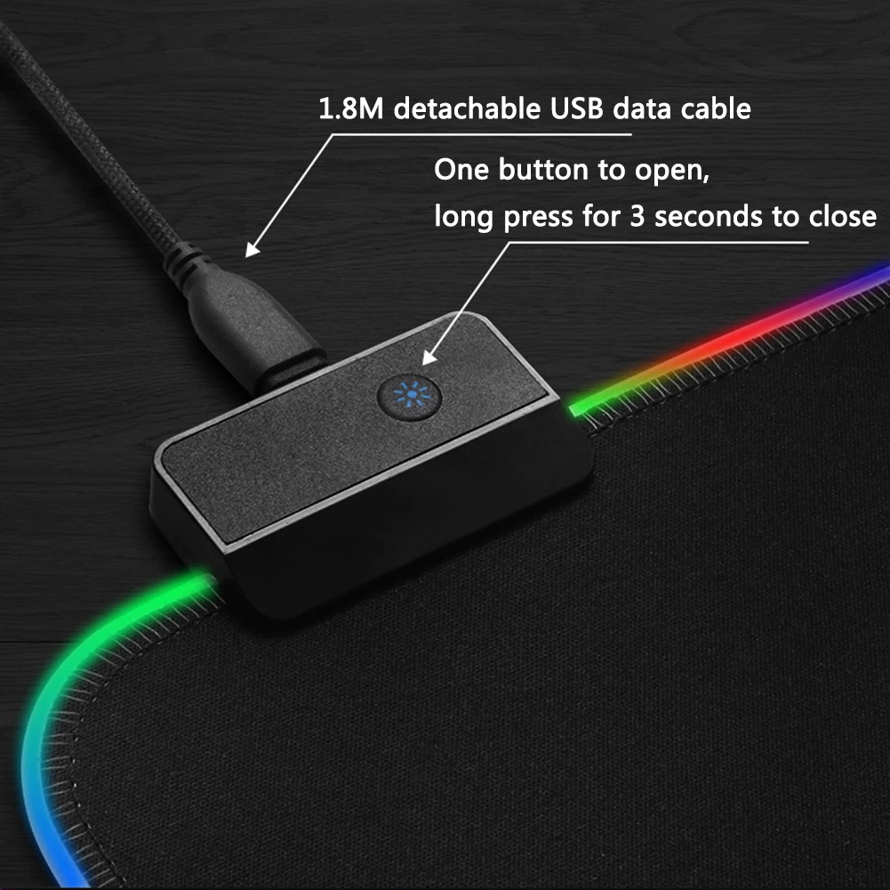 Светящийся игровой коврик для мыши RGB негабаритный светящийся светодиодный с расширенной подсветкой для ПК компьютера ноутбука