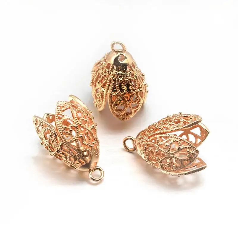 20 шт светло золотой цвет стойка покрытие латунь подвеска в форме полого листочка