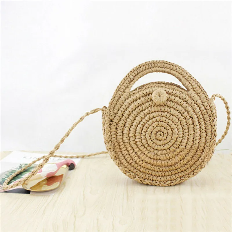 Круглые пляжные ретро сумки из бумажной веревки 2019 летняя винтажная миниатюрная