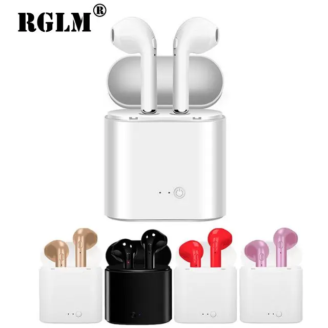 Цветные Bluetooth наушники RGLM i7s TWS для рисования спортивные с зарядным устройством ios