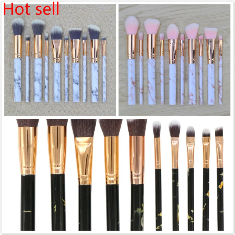 

Hot 10 Piece Professional Marble Makeup Brushes Cosmetic Eyeshadow Powder Foundation Brush Face Brushes 30sets