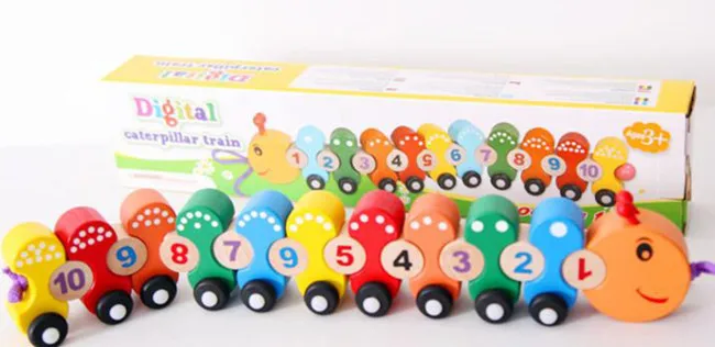 Новая деревянная игрушка Цифровой гусеничный поезд детская бесплатная