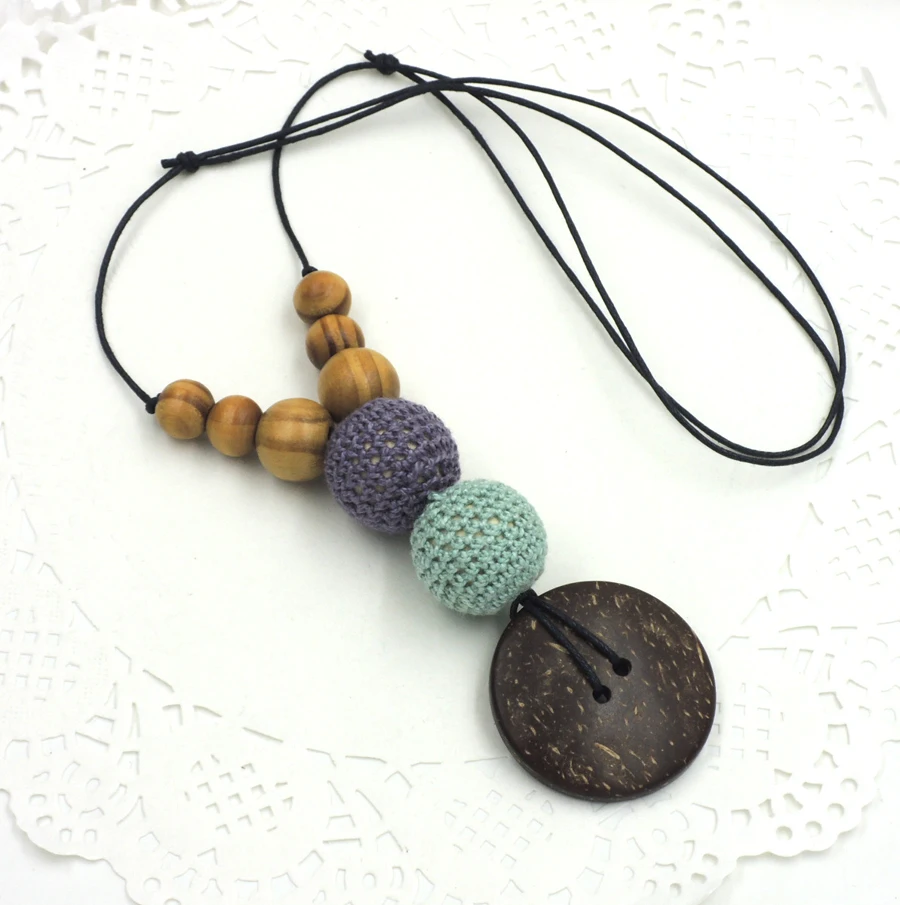 Деревянные сосновые шарики с крючком Кокосовая кнопка мятный синий и серый цвет