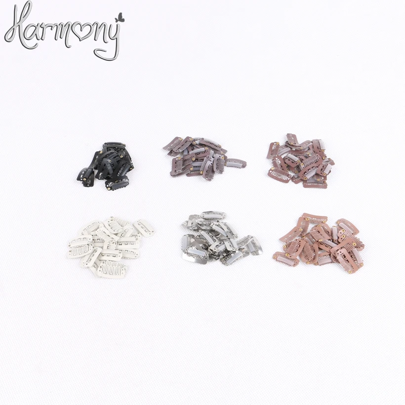 

Harmony Stock hair extension snap clips/ 2.8cm with 6, 8 teeth 100pcs per pack 5 packs/lot
