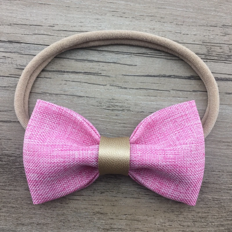 Милая нейлоновая повязка на голову с бантом ручной работы для маленьких девочек