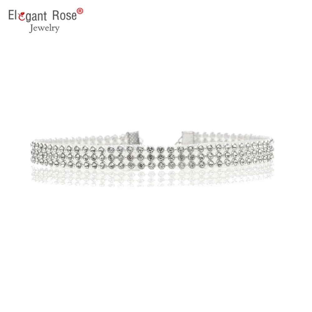 Элегантная Роза 4 размера хрустальные ожерелья Свадебное колье ожерелье женское