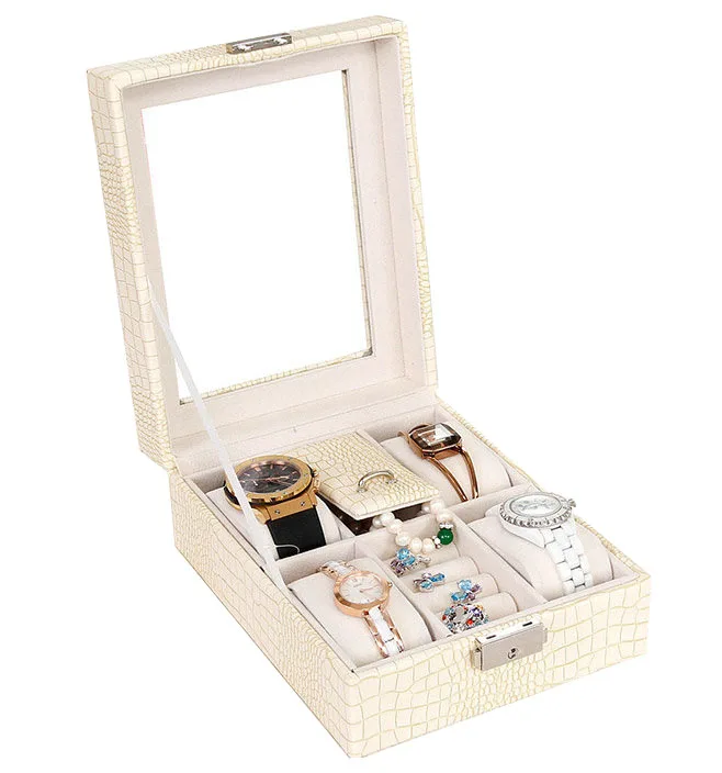 Женские Подарочные часы/кольцо 4 + 2 ячейки Коробка Часов домашний чехол красочный