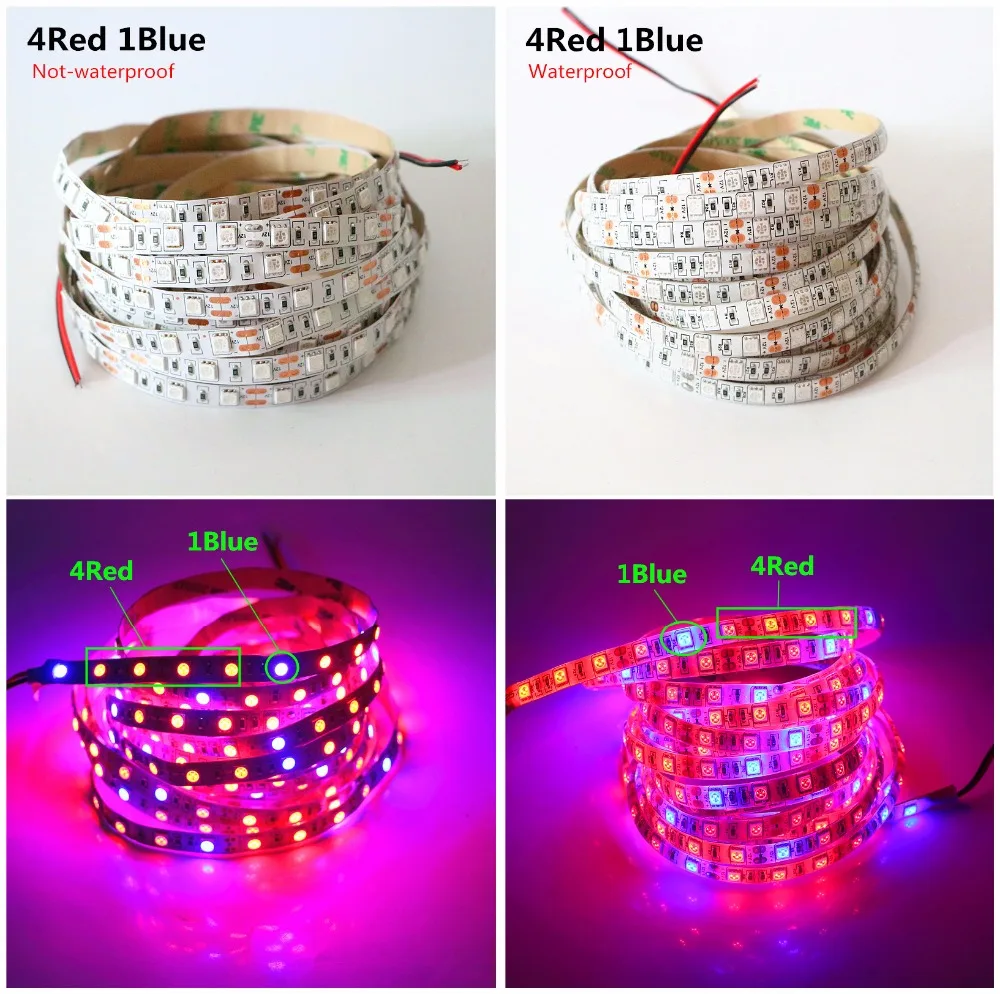 Светодиодная лампа для выращивания растений 1 м 2 3 4 5 SMD 5050 DC12V гибкая светодиодная