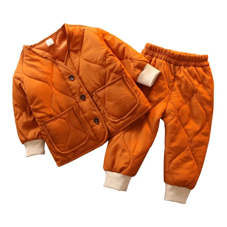 2019 Winter New Arrival korean style cotton clothing sets pure color fashion thickened suit for cute sweet baby girls and boys | Детская