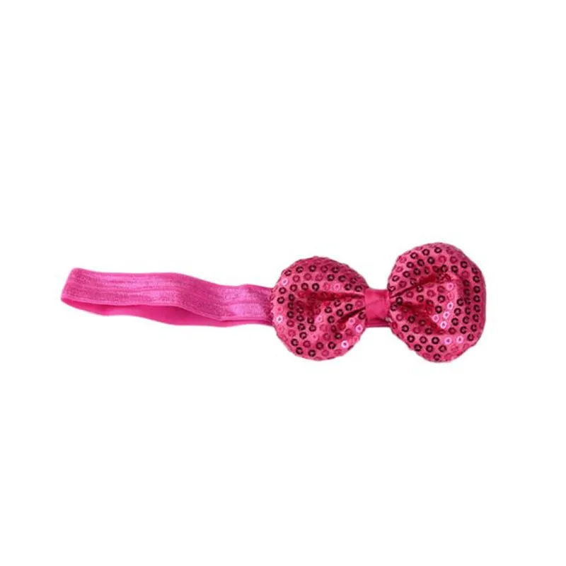 Hot Pink Однотонные повязки с блестками для маленьких девочек, Эластичные аксессуары для волос, Детские волосы для девочек, повязка, аксессуары, шевроу - Цвет: Hot Pink