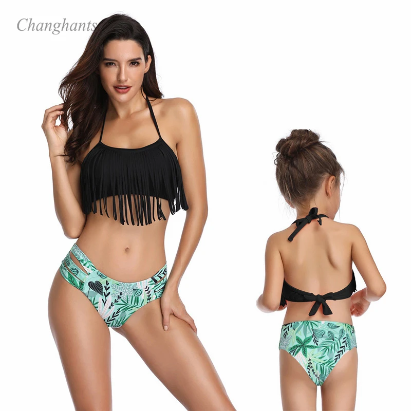 2020 новая модель детский купальный костюм для родителей и детей с кисточками