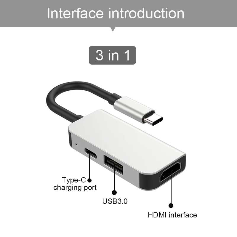 Basix USB C концентратор USB 3,1 type C к HDMI/USB 3,0/RJ45/SD/TF/PD адаптер для Macbook Pro huawei P20 samsung S8 type-c концентратор - Цвет: 3in1
