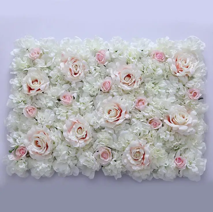 white pink 40x60 см искусственное панно Цветы свадебное украшение фон шампанское Шелковые Розы Искусственные цветы Гортензия настенный фон 24 шт - Цвет: white pink