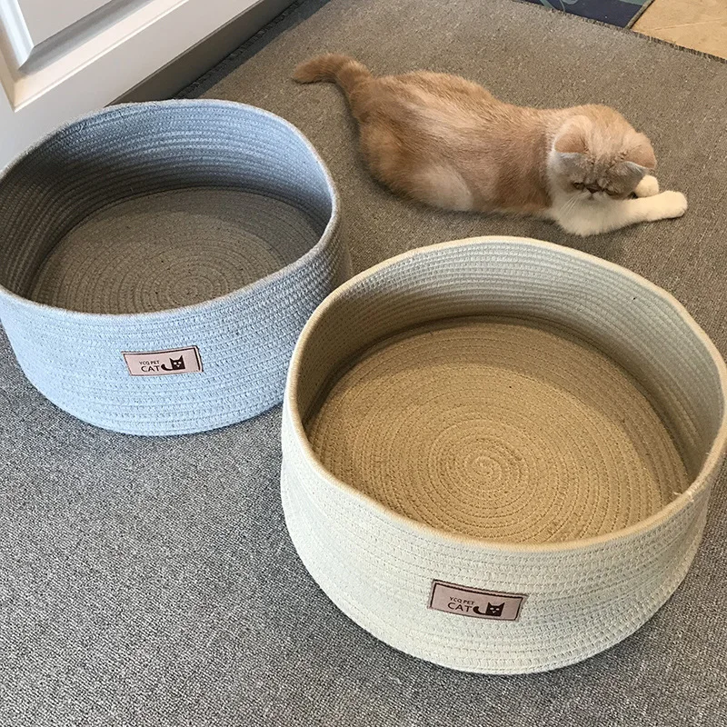 

Handmade Cotton Rope Cat Beds Mats Four Seasons Universal Removable and Washable Non-stick Hair Cat Supplies Nests and Cages