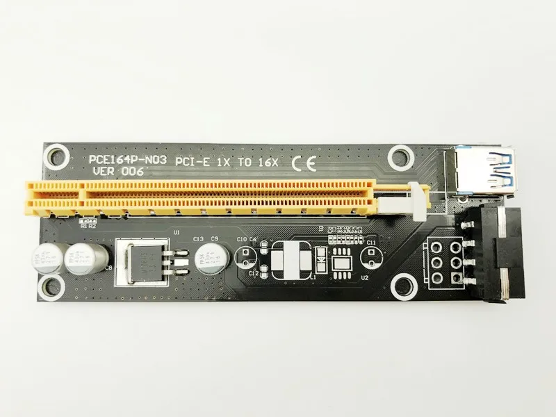 H1111Z VER006 PCI E Райзер карта 006 PCIE 1X до 16X удлинитель 60 см USB 3 0 кабель SATA 4Pin Molex Power для