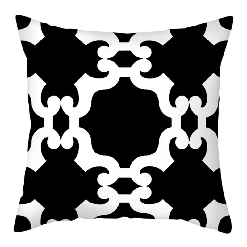 Черно белая Геометрическая Подушка Fuwatacchi синяя наволочка для домашнего дивана