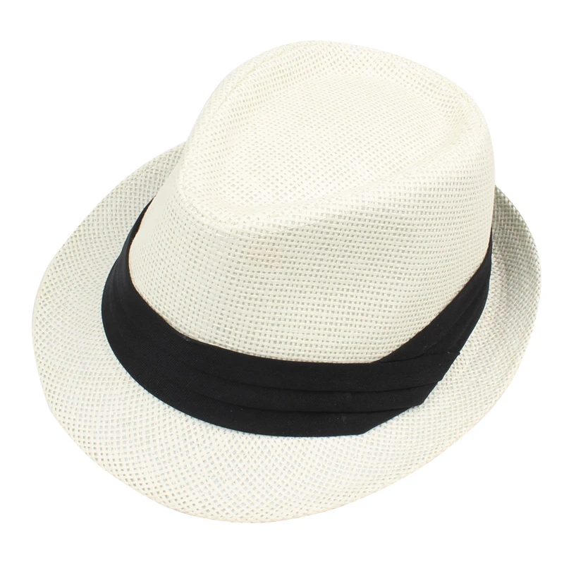 Anself Мода Для мужчин и женщин соломенная шляпа с контрастной лентой фетровая