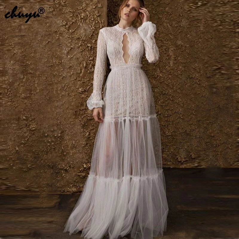 Мусульманское летнее свадебное платье с V образным вырезом и рукавами фонариками