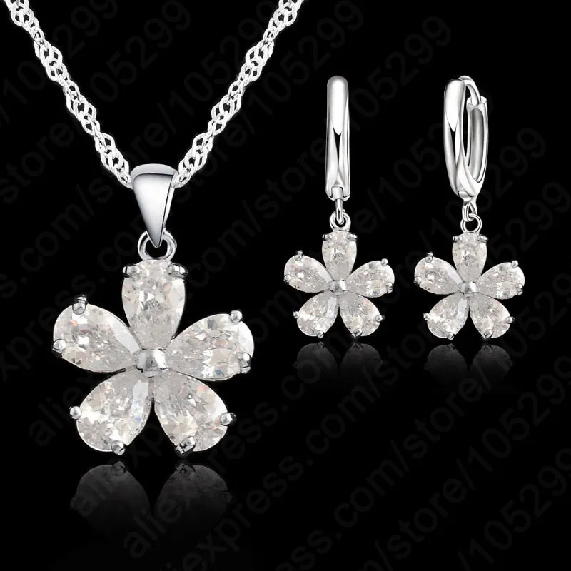 925 Sterling Silver Jewelry Sets For Women Accessories CZ Crystal  Wedding African Bridal Simulated Gemstone Jewelry Set