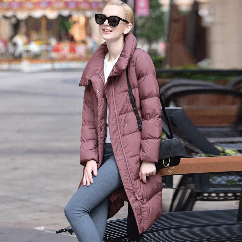 

2019 New Hot Women Winter Down Coat Slim Large Size Solid Long Down Jacket Women Thicken Coat Fashion Warm Outerwear CW070