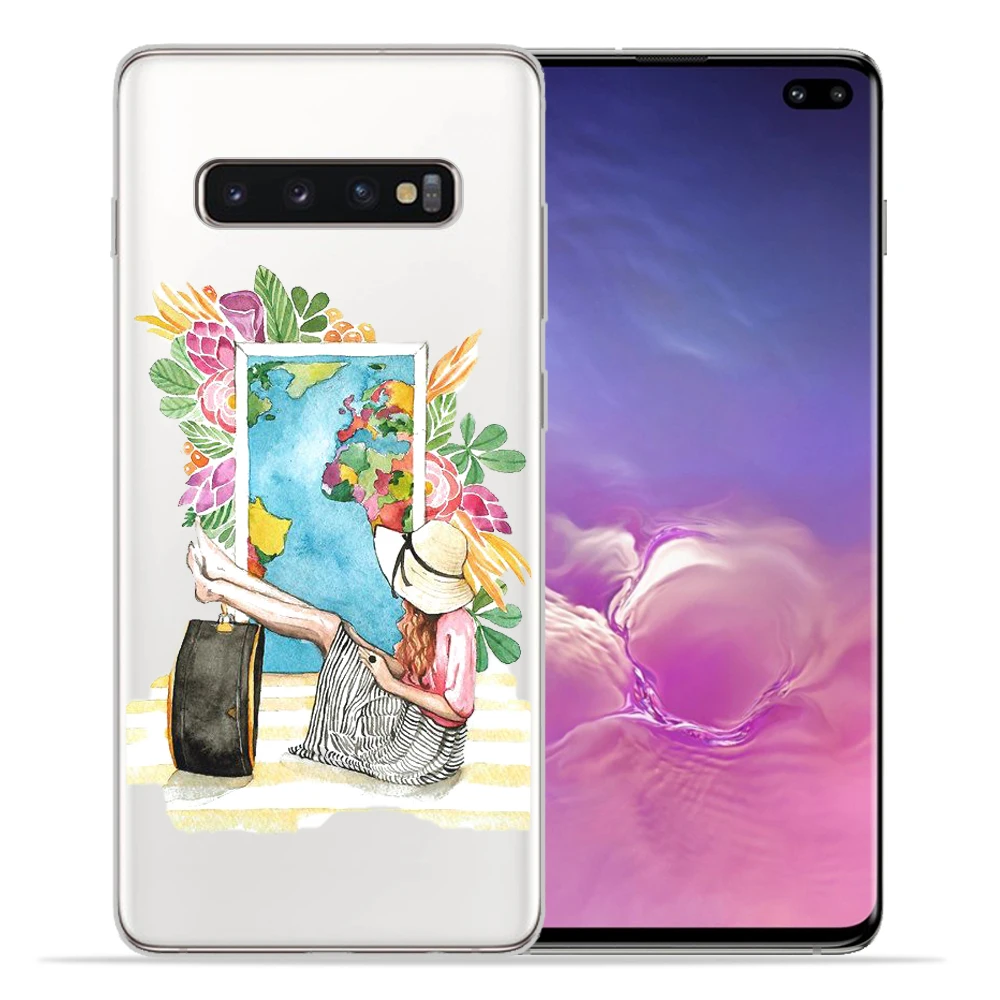Мягкий силиконовый чехол для Samsung Galaxy S9 S8 S10 Plus S7 S6 Edge Lite модный защитный девушек