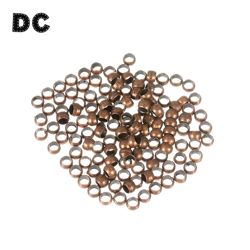 Обжимные концевые бусины 200 шт./лот золотистые/Серебристые/черные/медные