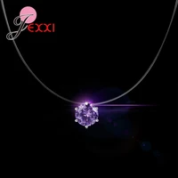 8 colours shiny rhinestone female transparent fishing line necklace silver invisible chain necklace women necklace