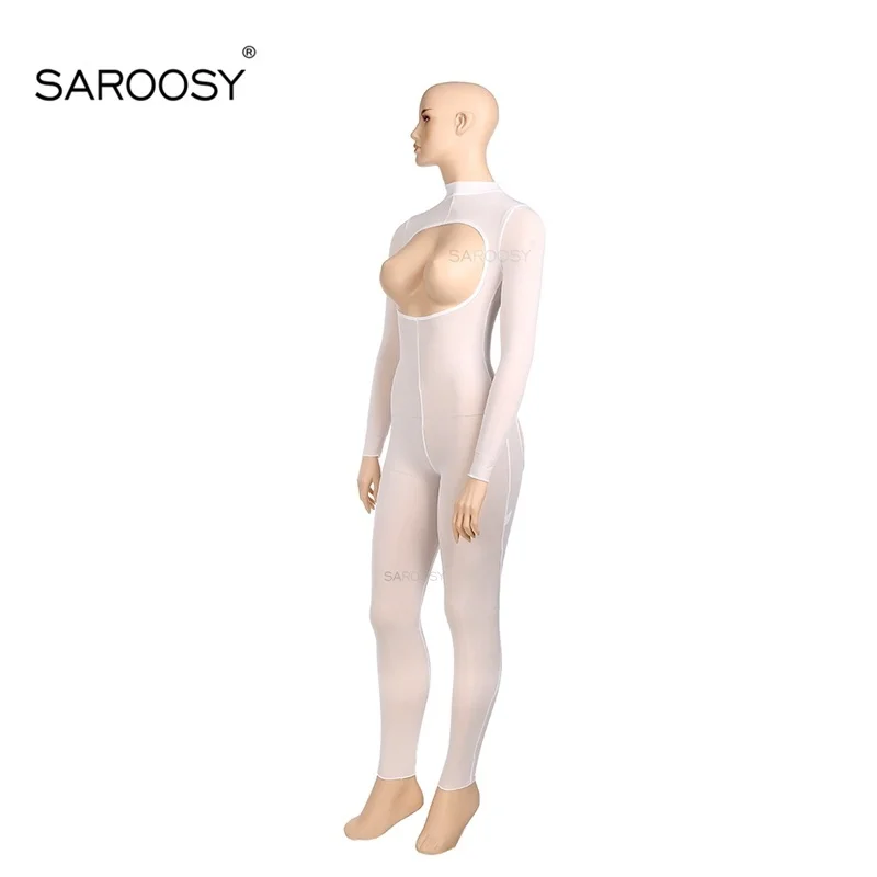 SAROOSY, сексуальный открытый бюстгальтер, боди с открытой промежностью для женщин, длинные рукава, молния сзади, деталь, горячее эротическое белье размера плюс