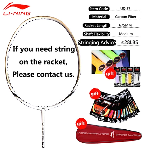 Li-Ning 85 г оригинальная профессиональная A800 Высококачественная углеродная ткань ракетки для бадминтона подкладка Одиночная Спортивная ракетка веревка EAMJ17 - Цвет: AYPM232-1H