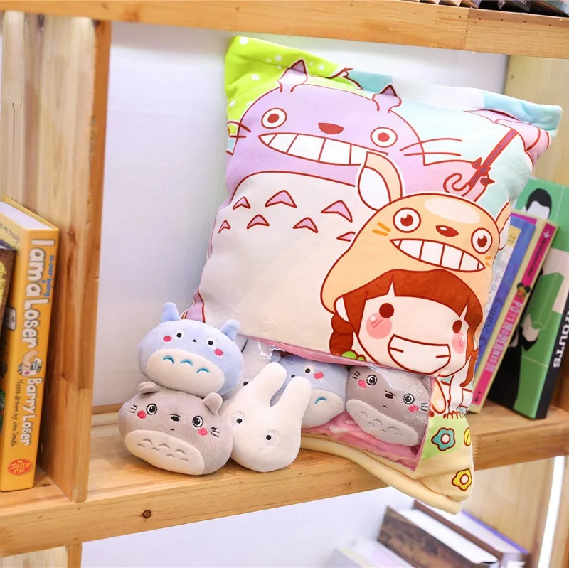 

Totoro Stuffed Pillow With 8pcs Mini Size Totoro And Animals Dolls Inside Push Throw Pillow Creative Gift For Baby Girl And Boy