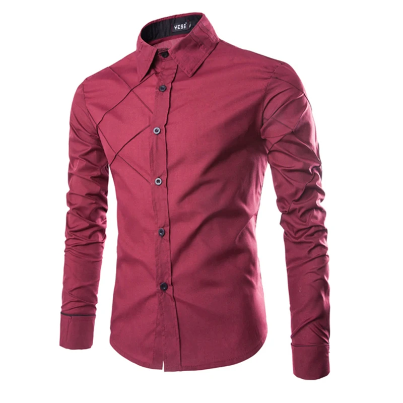 Мужская клетчатая рубашка повседневная приталенная с длинными рукавами 3 цвета в