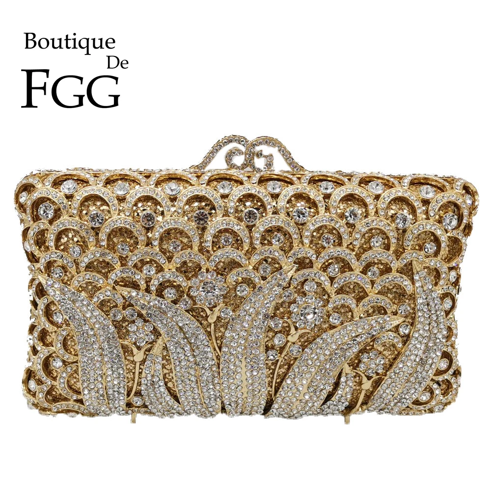 Boutique De FGG элегантный Для женщин Цветочный клатч кристалл вечерние сумки алмаз металл Minaudiere Сумки Свадебная вечеринка вечерняя сумочка