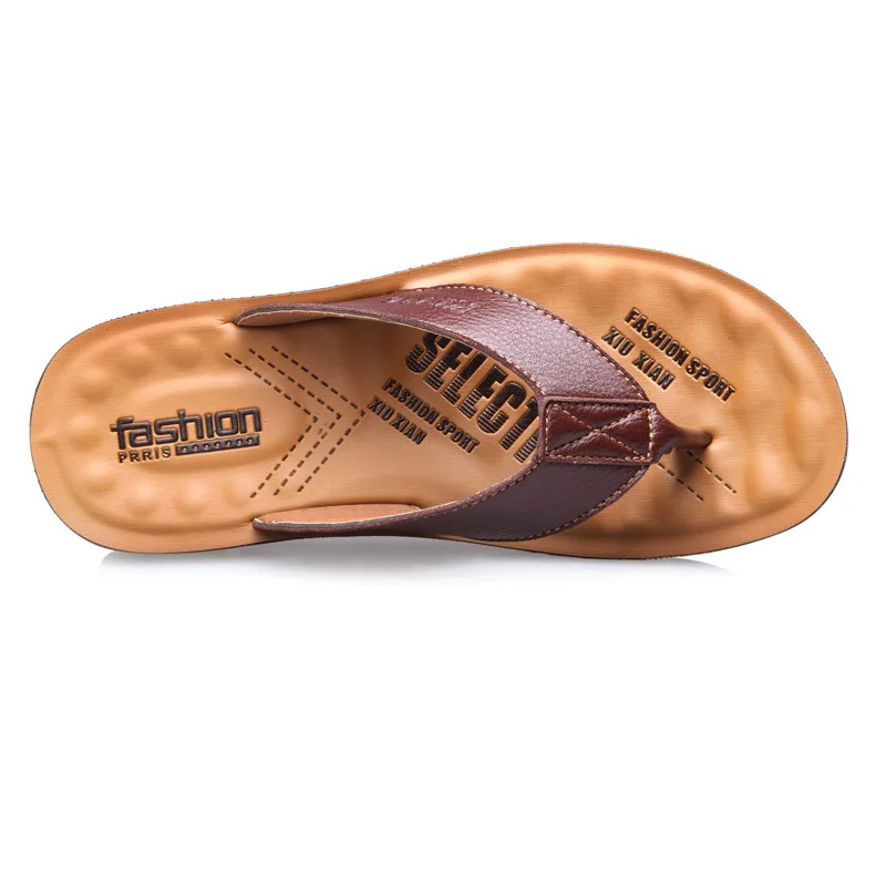 Брендовая Летняя обувь пляжные сандалии мужские Вьетнамки тапки из кожи пу на