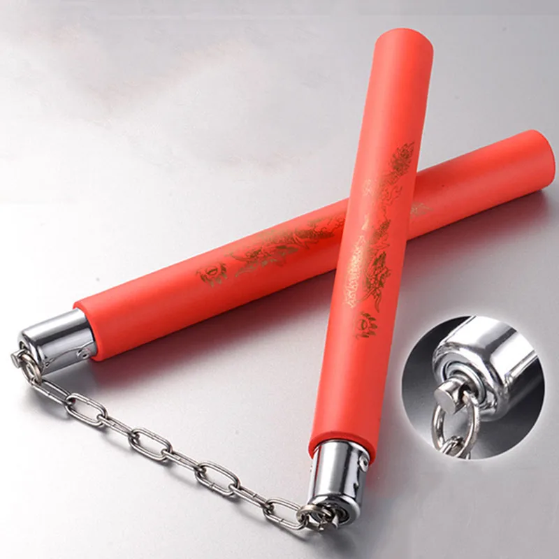Губка Nunchakus Dragon утолщенная губка Nunchaku Брюс Ли кунг фу черная и красная палка для