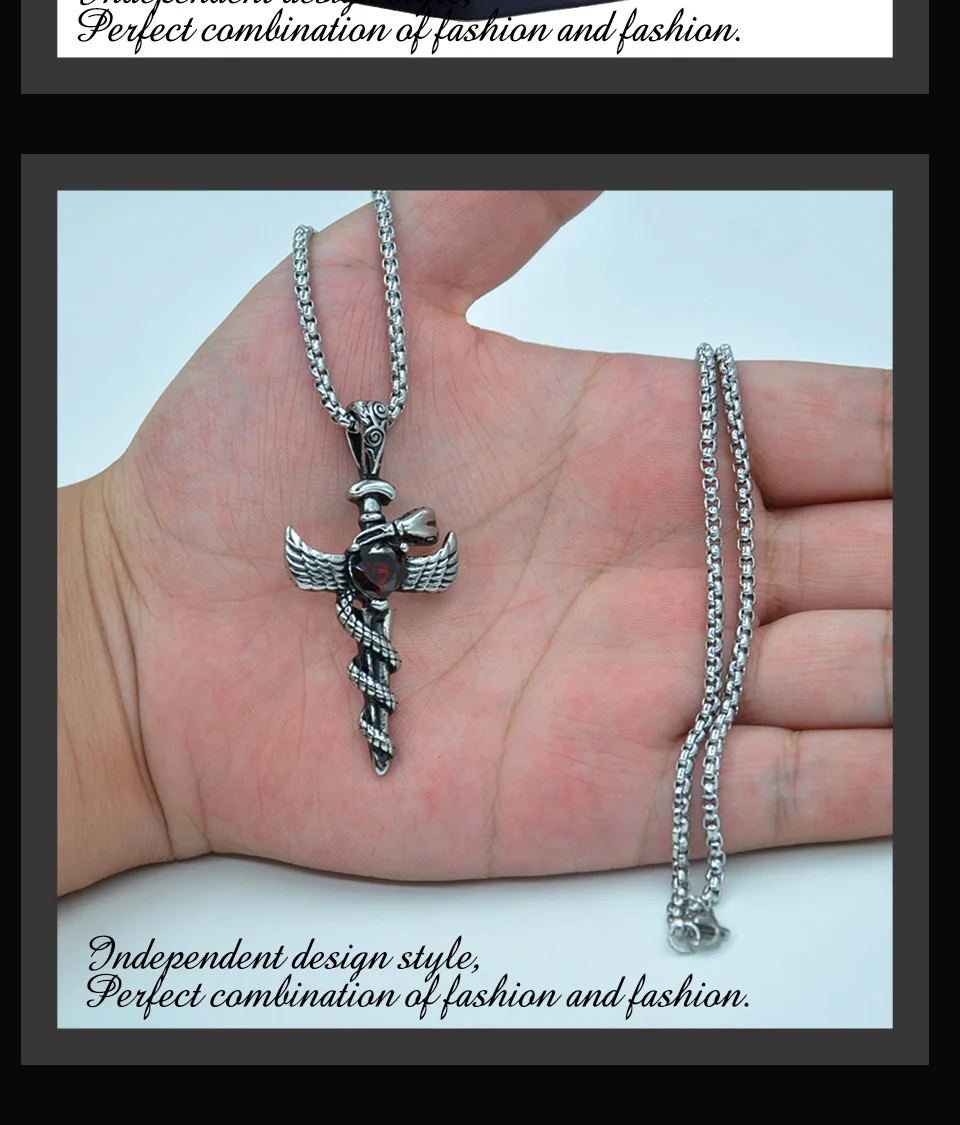 Personality Men's Vintage Stainless Steel Titanium Pendant Necklace Male Trendy Punk Charm Chain Necklaces Jewelry Accessories