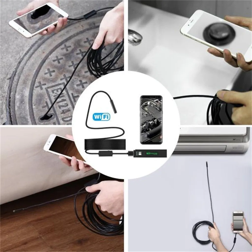 HISEEU IP68 беспроводной Эндоскоп, Wi-Fi эндоскопическая камера HD1200P камера Змея с 8 светодиодный применяется для подключения мобильного телефона