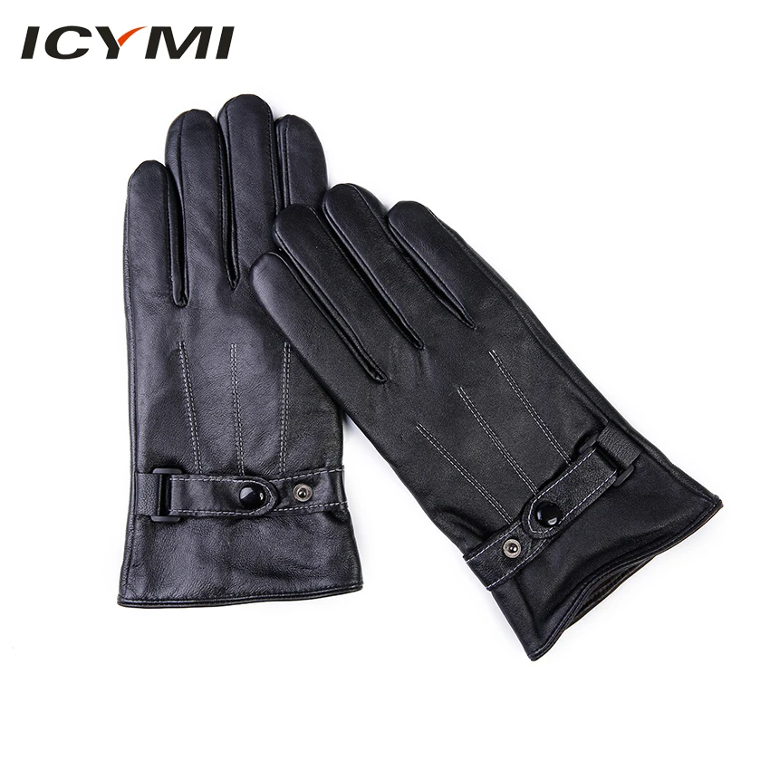 

ICYMI Autumn Winter Men's Genuine Leather Gloves Touch Screen Phone Glove Fashion Warm Black Men Sheepskin Gloves for Smartphone