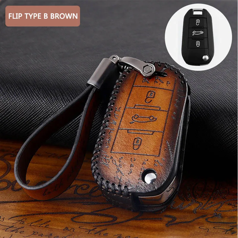 TYPE B BROWN Автомобильный ключ чехол для ключей для peugeot 508 301 2008 3008 408 308 307 206 4008 дистанционный ключ для автомобиля в виде ракушки чехол Защитная крышка автомобильные аксессуары - Название цвета: TYPE B BROWN