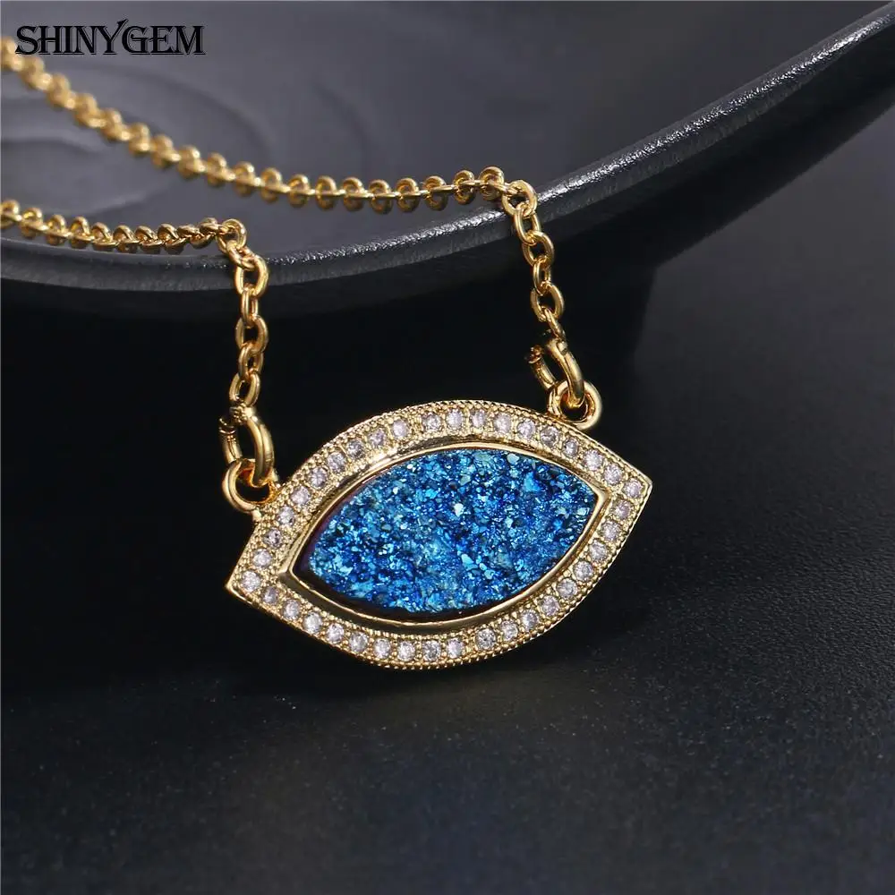 ShinyGem 2020 модные ожерелья с подвеской кристаллом и друзой от сглаза эффектные из