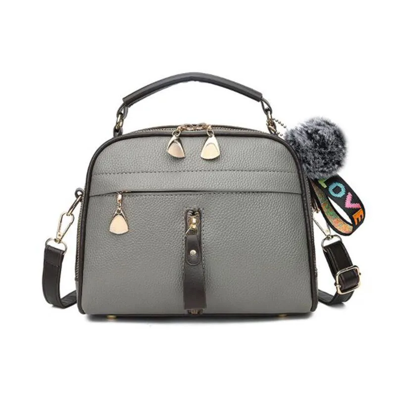 Модная женская сумка из искусственной кожи мессенджер с шариком на плечо Женский