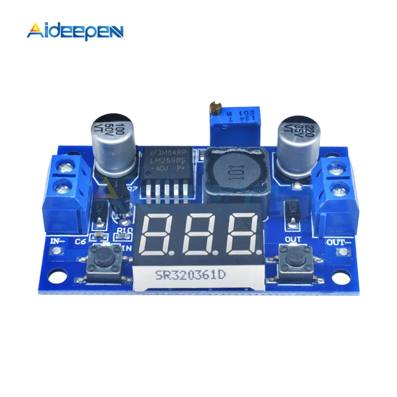 LM2596 DC Buck Step Down Module 4V 40V to 1 25 V 37V 2A Регулируемая фотография со светодиодной короткой